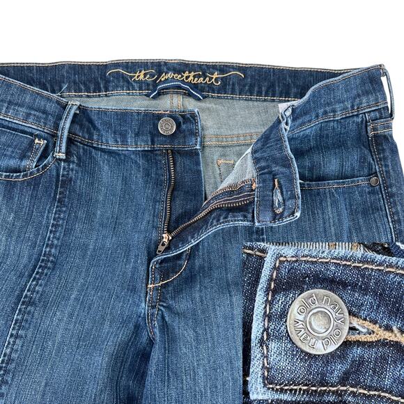 Old Navy The Sweetheart Denim Blue Jeans Front Pintuck Seams 12 Regular - Picture 5 of 14